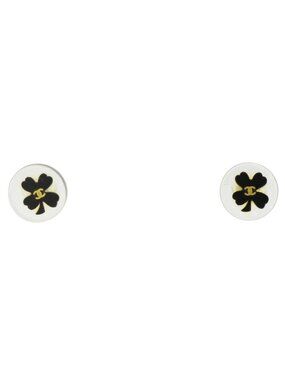 Chanel Clover CC Logo Plastic Clear Earrings